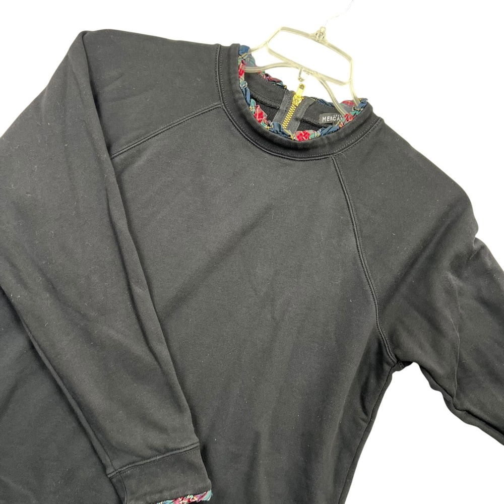 J. Crew Mercantile Sweatshirt Womens Large Black Plaid Ruffle Trim Back Zip